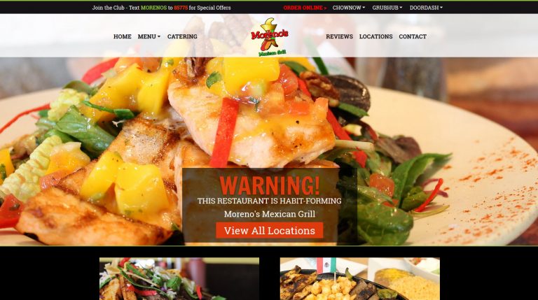 Restaurant Web Design Screenshot - Moreno's Mexican Grill - Created By Web Designs Your Way - Santan Valley, AZ