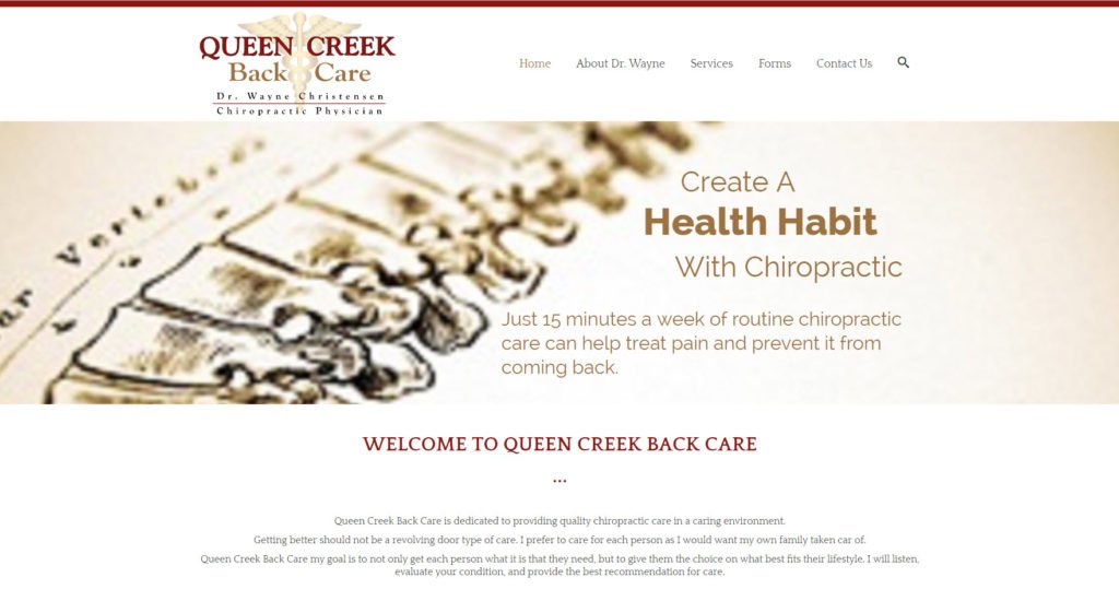 Web Design - Queen Creek Back Care - Queen Creek AZ