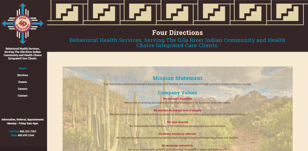 Web Design - Four Directions Screenshot - Chandler AZ