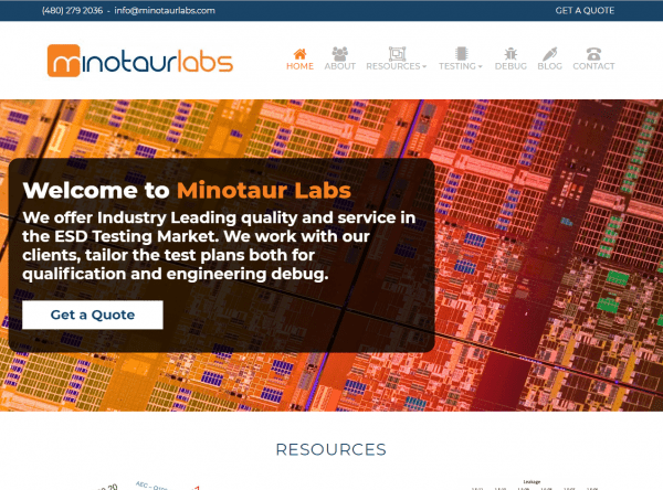 Engineering Website Design Screenshot - Minotaur Labs - Created by Web Designs Your Way - Mesa, AZ