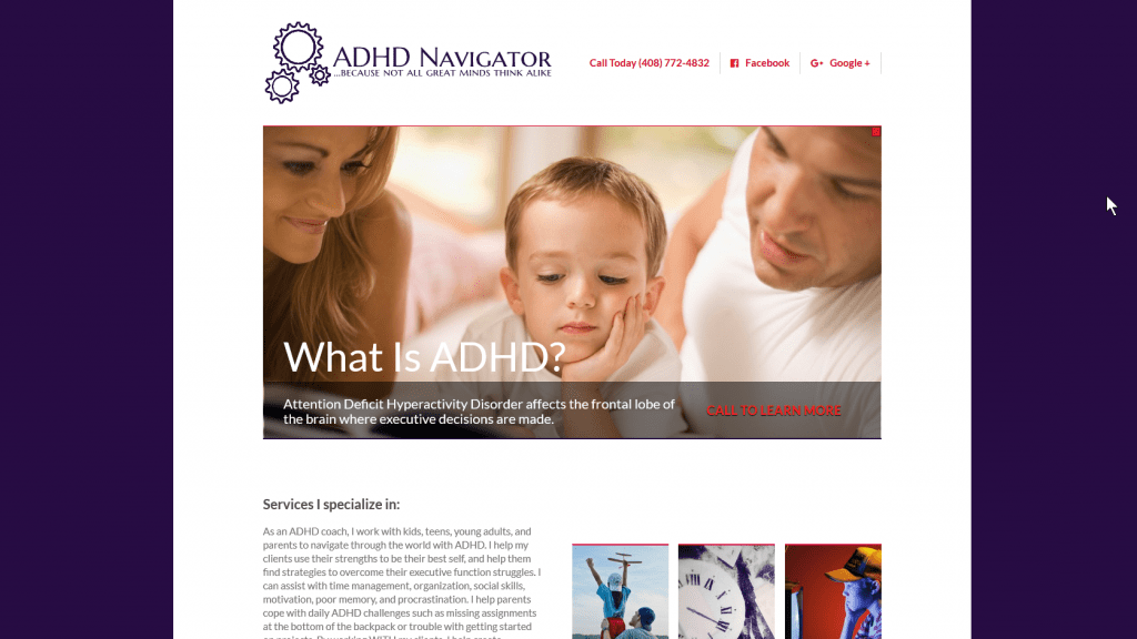 Health & Wellness Web Design - ADHD Navigator - Created by Web Designs Your Way - Parker, CO