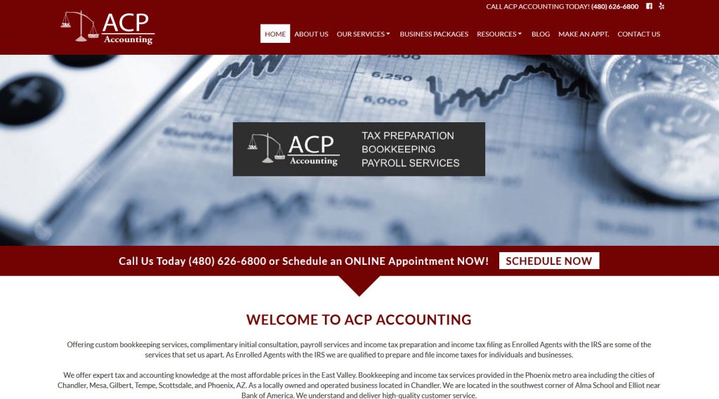 Accountant Web Design Screenshot - ACP Accounting - Chandler, AZ - Created by Web Designs Your Way