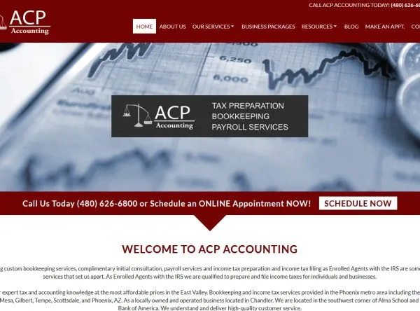 Accountant Web Design Screenshot - ACP Accounting - Chandler, AZ - Created by Web Designs Your Way