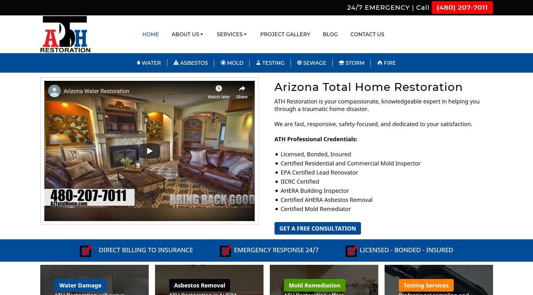 Home Restoration Web Design Screenshot - Arizona Total Home Restoration - Mesa, AZ - Created by Web Designs Your Way