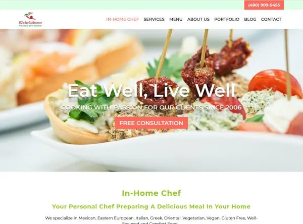 At Home Chef Web Design Screenshot - BZ Chef at Home - Chandler, AZ - Created by Web Designs Your Way
